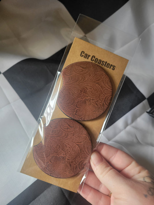 Leather Print Car Coasters