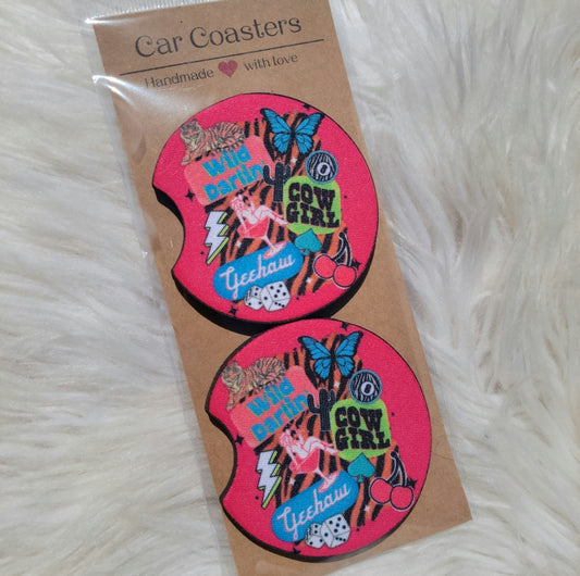 Western Collage Car Coasters