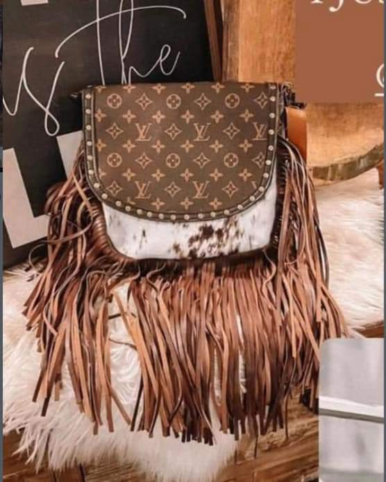 Cow Print Fringe Bag