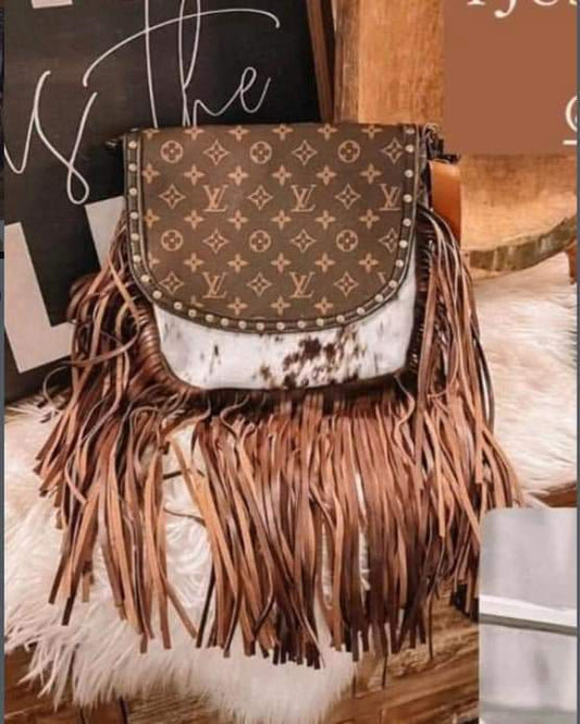 Cow Print Fringe Bag