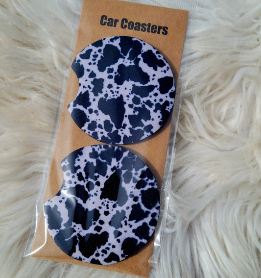 Cow Print Car Coasters