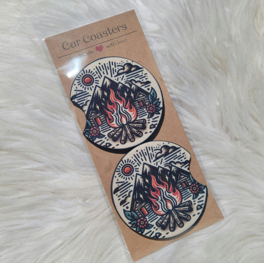 Campfire Car Coasters