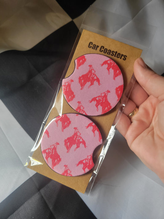 Pink Cowboy Car Coasters