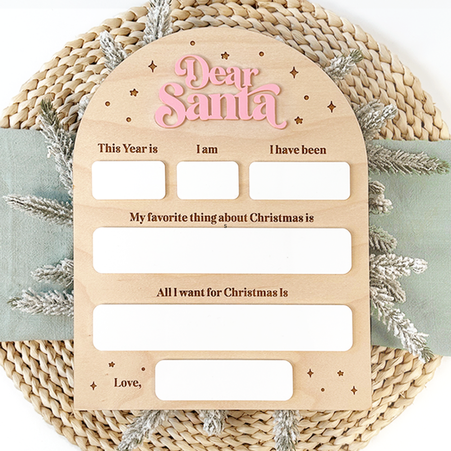 Dear Santa Dry Erase Sign