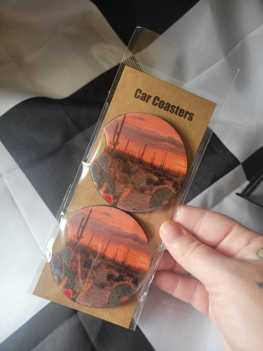 Western Sunset Car Coasters