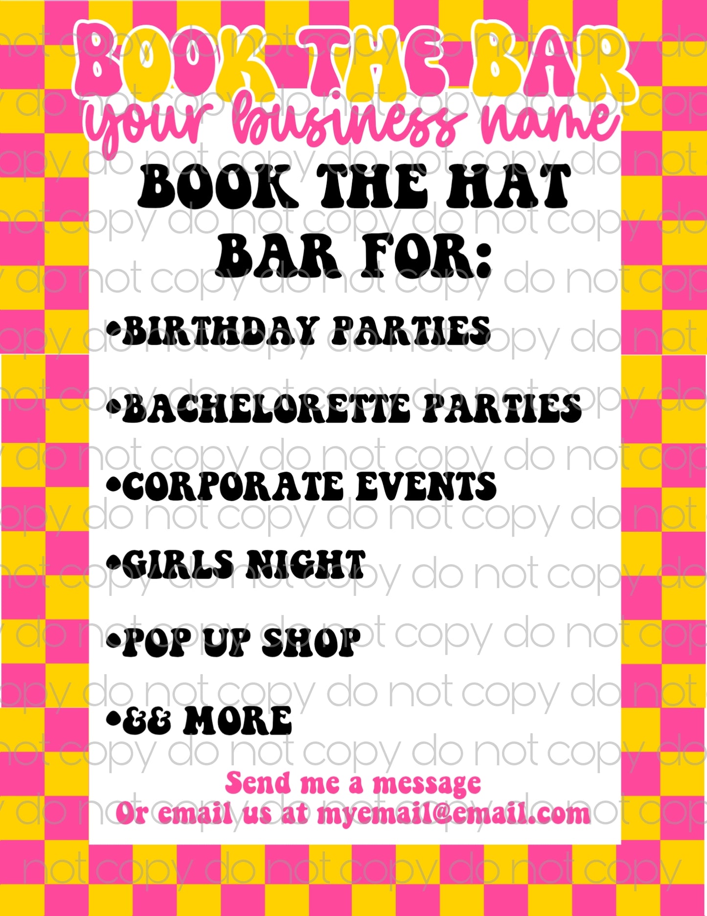 Pink Check Canva Hat Bar Template