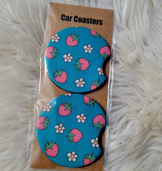 Strawberry Car Coasters