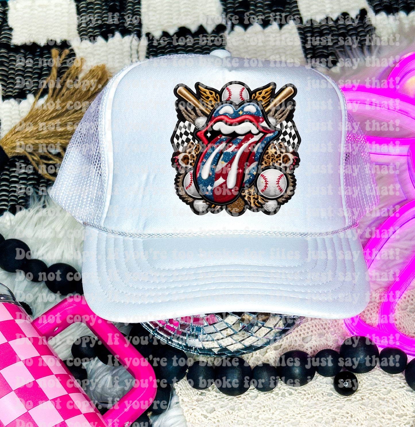Baseball Tongue Trucker Hat