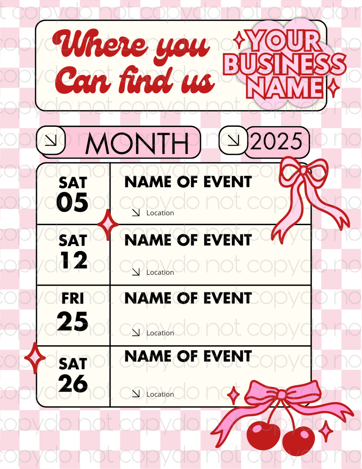 Cherry Canva Hat Bar Template