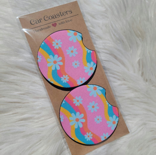 Retro Daisy Car Coasters