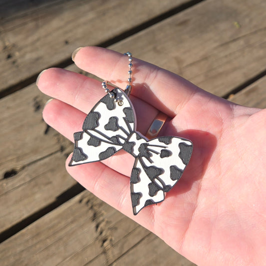 Cow Print Bow Tab Opener Keychain