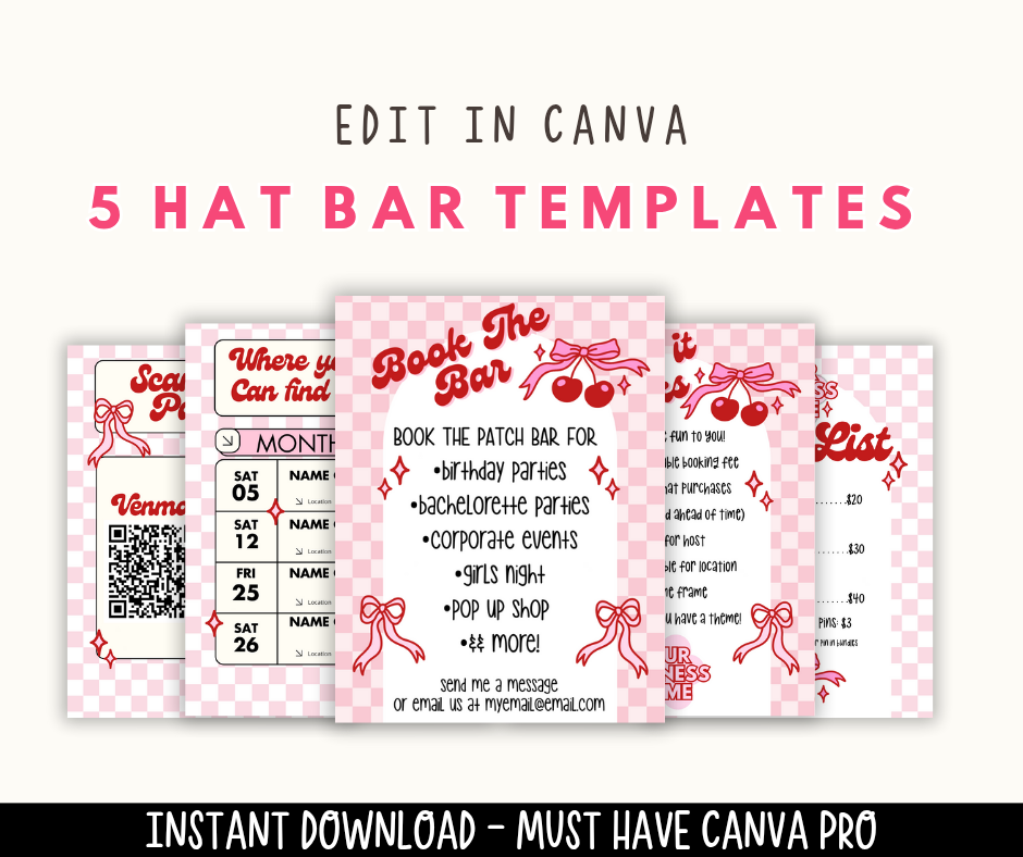 Cherry Canva Hat Bar Template