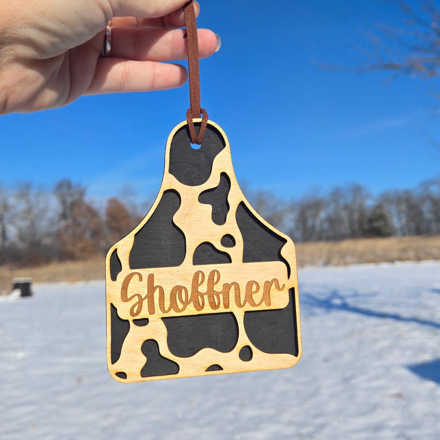 Cow Tag Name Ornament